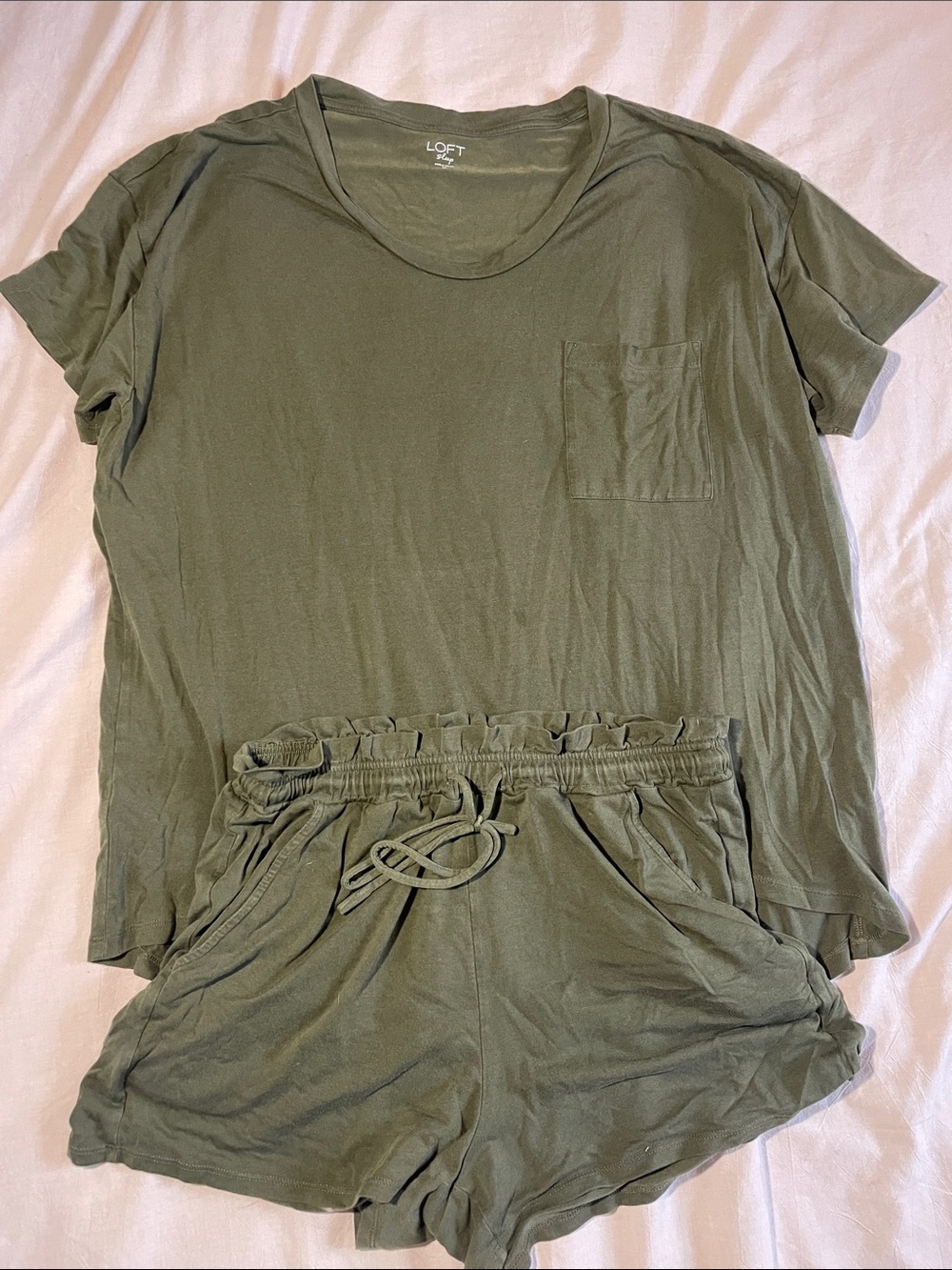 LOFT Olive Short Sleeve and shorts sleep set